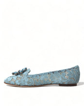 Load image into Gallery viewer, Dolce &amp; Gabbana Elegant Floral Lace Aqua Vally Flats
