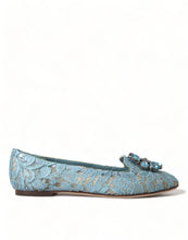 Load image into Gallery viewer, Dolce &amp; Gabbana Elegant Floral Lace Aqua Vally Flats
