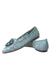 Load image into Gallery viewer, Dolce &amp; Gabbana Elegant Floral Lace Aqua Vally Flats
