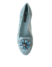 Load image into Gallery viewer, Dolce &amp; Gabbana Elegant Floral Lace Aqua Vally Flats
