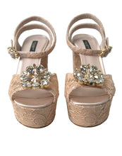 Load image into Gallery viewer, Dolce &amp; Gabbana Chic Light Pink Platform Heels with Lace Detail
