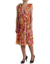 Load image into Gallery viewer, Dolce &amp; Gabbana Multicolor Sunflower Print Silk Midi Dress
