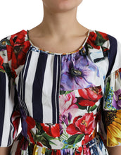 Load image into Gallery viewer, Dolce &amp; Gabbana Multicolor Striped Floral Print Mini Dress
