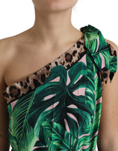 Load image into Gallery viewer, Dolce &amp; Gabbana Green Tropical Jungle Print One Shoulder Midi Dress
