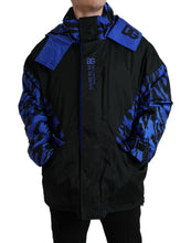 Load image into Gallery viewer, Dolce &amp; Gabbana Black Blue Hooded Windbreaker Coat Jacket
