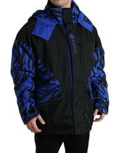 Load image into Gallery viewer, Dolce &amp; Gabbana Black Blue Hooded Windbreaker Coat Jacket
