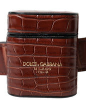 Load image into Gallery viewer, Dolce &amp; Gabbana Brown Alligator Leather Airpods Case Coin Purse Wallet
