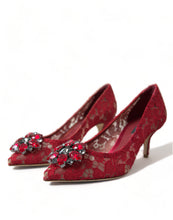 Load image into Gallery viewer, Dolce &amp; Gabbana Radiant Red Lace Heels with Crystals
