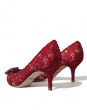 Load image into Gallery viewer, Dolce &amp; Gabbana Radiant Red Lace Heels with Crystals
