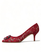 Load image into Gallery viewer, Dolce &amp; Gabbana Radiant Red Lace Heels with Crystals
