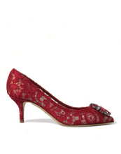 Load image into Gallery viewer, Dolce &amp; Gabbana Radiant Red Lace Heels with Crystals
