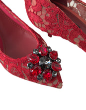 Load image into Gallery viewer, Dolce &amp; Gabbana Radiant Red Lace Heels with Crystals
