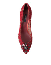 Load image into Gallery viewer, Dolce &amp; Gabbana Radiant Red Lace Heels with Crystals
