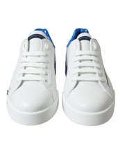 Load image into Gallery viewer, Dolce &amp; Gabbana White Blue Leather Low Top Sneakers Shoes
