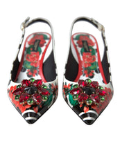 Load image into Gallery viewer, Dolce &amp; Gabbana Chic Multicolor Floral Slingback Heels with Crystals
