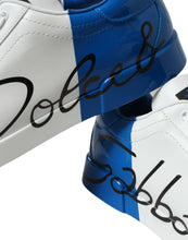 Load image into Gallery viewer, Dolce &amp; Gabbana White Blue Leather Low Top Sneakers Shoes
