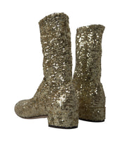 Load image into Gallery viewer, Dolce &amp; Gabbana Elegant Mid Calf Gold Boots Exclusive Design
