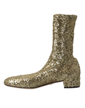 Load image into Gallery viewer, Dolce &amp; Gabbana Elegant Mid Calf Gold Boots Exclusive Design
