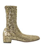 Load image into Gallery viewer, Dolce &amp; Gabbana Elegant Mid Calf Gold Boots Exclusive Design
