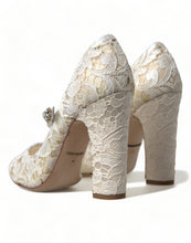 Load image into Gallery viewer, Dolce &amp; Gabbana Chic Lace Block Heels Sandals in Cream White
