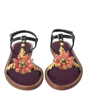 Load image into Gallery viewer, Dolce &amp; Gabbana Elegant Crystal-Adorned Flat Sandals
