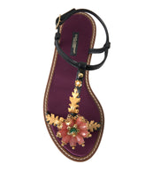 Load image into Gallery viewer, Dolce &amp; Gabbana Elegant Crystal-Adorned Flat Sandals
