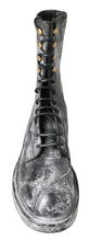 Load image into Gallery viewer, Dolce &amp; Gabbana Chic Black Lace-Up Boots with Gray White Fade
