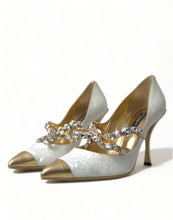 Load image into Gallery viewer, Dolce &amp; Gabbana Elegant White Patent Crystal Bow Heels
