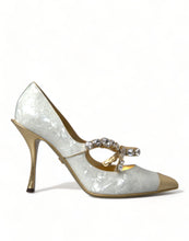 Load image into Gallery viewer, Dolce &amp; Gabbana Elegant White Patent Crystal Bow Heels
