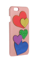 Load image into Gallery viewer, Dolce &amp; Gabbana Chic Pink Leather Heart-Embellished Phone Cover
