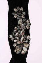 Load image into Gallery viewer, Dolce &amp; Gabbana Black Knitted Floral Clear Crystal Socks
