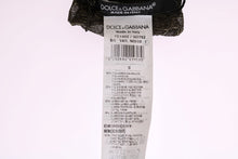 Load image into Gallery viewer, Dolce &amp; Gabbana Black Stretch Floral Clear Crystal Socks
