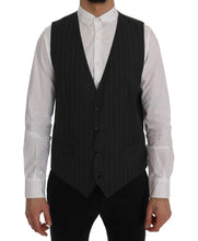 Load image into Gallery viewer, Dolce &amp; Gabbana Elegant Gray Striped Single Breasted Vest
