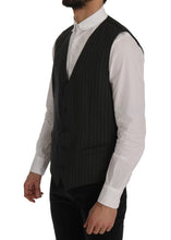 Load image into Gallery viewer, Dolce &amp; Gabbana Elegant Striped Gray Wool Blend Waistcoat Vest
