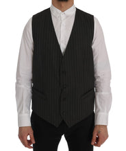 Load image into Gallery viewer, Dolce &amp; Gabbana Elegant Striped Gray Wool Blend Waistcoat Vest
