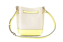 Load image into Gallery viewer, Michael Kors Emilia Small Canvas Snakeskin Print Leather Bucket Bag Messenger Crossbody Handbag (Buttercup)
