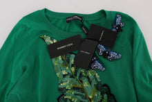 Load image into Gallery viewer, Dolce &amp; Gabbana Embellished Green Silk Pullover Sweater
