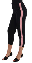 Load image into Gallery viewer, Dolce &amp; Gabbana Chic Black Capri Pants with Pink Side Stripes
