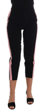 Load image into Gallery viewer, Dolce &amp; Gabbana Chic Black Capri Pants with Pink Side Stripes
