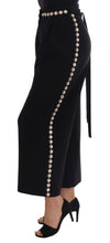 Load image into Gallery viewer, Dolce &amp; Gabbana Elegant High-Waist Ankle Pants with Gold Detailing
