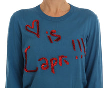 Load image into Gallery viewer, Dolce &amp; Gabbana Blue Silk Sequined Capri Pullover Sweater
