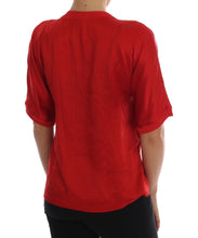 Load image into Gallery viewer, Dolce &amp; Gabbana Red Silk Floral Embroidered Elegance Top
