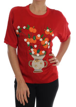 Load image into Gallery viewer, Dolce &amp; Gabbana Red Silk Floral Embroidered Elegance Top

