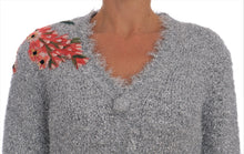 Load image into Gallery viewer, Dolce &amp; Gabbana Elegant Silver Floral Applique Cardigan
