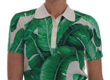 Load image into Gallery viewer, Dolce &amp; Gabbana Elegant Silk Polo Top with Banana Leaf Motif
