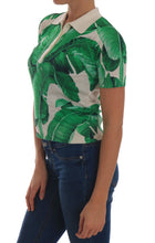 Load image into Gallery viewer, Dolce &amp; Gabbana Elegant Silk Polo Top with Banana Leaf Motif
