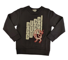 Load image into Gallery viewer, Gucci Boys Black Cotton Logo Print Dragon Patch Sweatshirt
