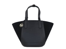 Load image into Gallery viewer, Michael Kors Portia Small Pebbled Leather Suede Tote Handbag (Black)
