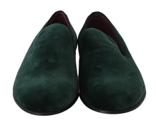 Load image into Gallery viewer, Dolce &amp; Gabbana Elegant Green Suede Slip-On Loafers
