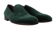 Load image into Gallery viewer, Dolce &amp; Gabbana Elegant Green Suede Slip-On Loafers
